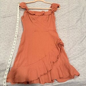 Elegant Ruffled Terracotta Dress (SIZE: 1)